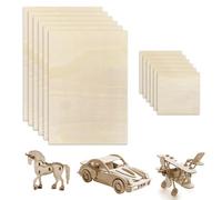 Panneau de Contreplaqué Inachevé Vierge, 6Pcs 300x200x1.5mm Découpe de Projet d'Artisanat en Bois Mince Rectangulaire, 6Pcs 100x100x1.5mm Feuille de Tilleul pour Gravure Découpe Laser