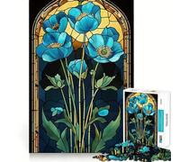 Panneau de Coquelicots en vitrail, Puzzle de 1000 pièces pour Adultes et Adolescents, Jeu cognitif, Loisirs et Amusement, Motif à Assembler, Cadeau Festif 38x26cm