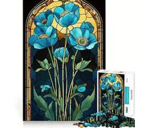 Panneau de Coquelicots en vitrail, Puzzle de 1000 pièces pour Adultes, Jeu Intelligent Anti-Stress, Motif à Assembler, Surprise de Noël 38x52cm