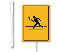 Panneau de cour avec piquet « Running With Scissors Crossing » - 11,7 x 15,2 cm - En aluminium - Facile à installer