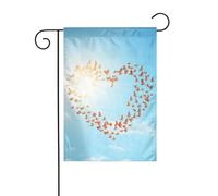 Panneau de cour de Noël avec imprimé oiseau amour cœur Art3 30,5 x 45,7 cm double face extérieur arbre de Noël hiver cour drapeau décoratif