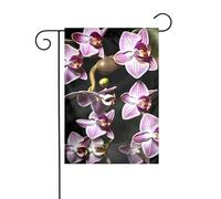 Panneau de cour de Noël imprimé orchidée cloche 30,5 x 45,7 cm double face extérieur arbre de Noël hiver cour drapeau décoratif