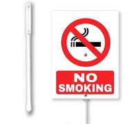 Panneau de cour interdit de fumer avec piquet 20,3 x 30,5 cm, panneau en aluminium, facile à installer, panneaux d'avertissement pour utilisation en extérieur