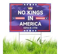 Panneau de cour « No Kings In America » - 45,7 x 30,5 cm - Double face - Résistant à la haine - Sauver la démocratie - En plastique ondulé durable - Pour extérieur et jardin - Avec piquet en métal