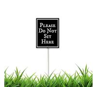 Panneau de cour « Please Do Not Sit Here » avec piquet - 11,7 x 15,2 cm - En aluminium - Décoration extérieure - Facile à installer