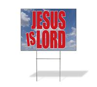 Panneau de cour résistant aux intempéries Jésus is Lord Business Blue Lawn Garden God - 45,7 x 30,5 cm - 1 face imprimée
