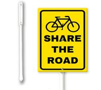 Panneau de cour « Share The Road » avec piquet 11,7 x 15,2 cm, panneau en aluminium, facile à installer