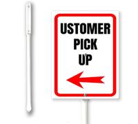 Panneau de cour ustomer Pick Up With Left Arrow avec piquet 20,3 x 30,5 cm, panneau en aluminium, facile à installer, panneaux d'avertissement pour utilisation en extérieur