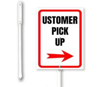 Panneau de cour ustomer Pick Up With Right Arrow avec piquet 11,7 x 15,2 cm en aluminium, facile à installer, panneaux d'avertissement pour utilisation en extérieur