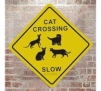 Panneau de croisement Cat Xing en aluminium antirouille, 20,3 x 20,3 cm, décoration murale pour café, bar, salon, maison, résistant aux intempéries, à la décoloration, montage facile, utilisation en