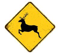 Panneau de croisement de cerf rustique Xing pour cour, jardin, ferme, circulation routière, plaque amusante en aluminium résistant à la décoloration, texte noir avec fond jaune, 30 x 30 cm