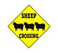 Panneau de croisement de moutons en métal - Panneau graphique de ferme avec inscription « Caution Xing » pour décoration murale d'intérieur/extérieur - 20,3 x 20,3 cm