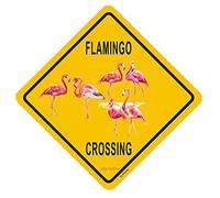 Panneau de croisement flamant rose Xing - Panneau amusant pour décoration de la maison - 20,3 x 20,3 cm - Aluminium antirouille - Utilisation extérieure et intérieure