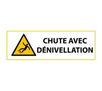 Panneau de danger - Chute avec dénivellation - W008 - ISO 7010 297 x 105 mm PVC 2 mm
