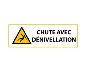 Panneau de danger - Chute avec dénivellation - W008 - ISO 7010 297 x 105 mm PVC 2 mm