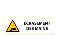 Panneau de Danger - Écrasement des mains - W024 - ISO 7010 - 297 x 105 mm - Vinyle Souple Autocollant
