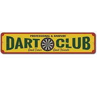 Panneau de Dart Club - Décoration murale humoristique en métal - 20,3 x 30,5 cm