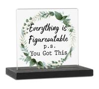 Panneau de décoration de bureau motivant « Everything is Figureoutable & PS You Got This » - Cadeau pour amis, collègues, affirmation joyeuse - Cadeau pour la maison et le bureau TZJ36