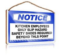 Panneau de décoration de porte en bois avec inscription « Kitchen Employees Only Slip Hazard » - Pour la maison - 23 x 35 cm