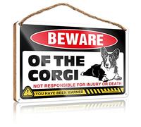 Panneau de décoration murale en bois avec inscription « Beware of Corgi » pour piscine, bureau (23 x 35 cm)