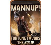 Panneau de décoration murale Team Fortress 2 Tf2 Mann Up - 20,3 x 30,5 cm - Look vintage - Plaque en métal - Décoration artistique pour bar, grotte d'homme - 20,3 x 30,5 cm