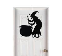 Panneau de d'Halloween à suspendre - La sorcière est dans la suspension de porte | Décoration de de porte d'entrée Mots noirs Décoration d'Halloween