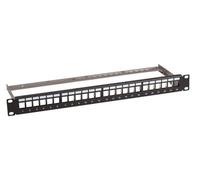 Panneau de distribution 19" 1UH 24 ports métal noir -- avec 24x Keystone slimline CAT6a