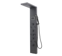Panneau de douche, 128,5 cm, en acier inoxydable, colonne de douche avec affichage LED, robinet pour salle de bain, douche cascade et douche de pluie, 8 buses de massage, douchette à 3 voies (noir)