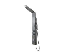 PANNEAU DE DOUCHE EN ACIER BROSSÉ AVEC HYDROMASSAGE ET POMMEAU SUPÉRIEUR