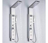 Panneau De Douche LED Tour De Colonne De Tour En Acier Inoxydable Tapée Cascade Masage Système De Température Affichage De La Température Plume Douche À Main Et Pulvérisation