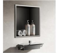 Panneau de douche moderne et étanche à DEL - Boîte d'alcôve en acier inoxydable gris pour salle de bain, 320 x 320 x 125 mm - Solution de douche fonctionnelle pour la maison, expérience spa luxueuse