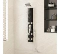 Panneau de Douche Verre 18x45,5x130 cm Noir Système Salle de Bain vidaXL