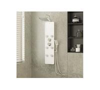 vidaXL Panneau de Douche Système de Douche Colonne de Douche de Salle de Bain Douche Mitigeur Pluie Maison Intérieur Verre 25x47,5x130 cm Blanc 151419 Blanc