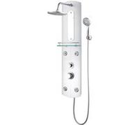 Panneau de douche - VIDAXL - 25x43x110 cm - Verre - Douchette ronde - Flexible annelé Blanc G