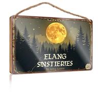 Panneau de ferme élégant mystères sous le ciel au clair de lune - Panneau en bois à suspendre - Décoration de chambre vintage (15 x 28 cm)