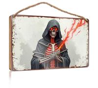 Panneau de ferme en bois à suspendre Motif faucheuse ardente : The Blade Of Death Décoration de chambre vintage (23 x 35 cm)