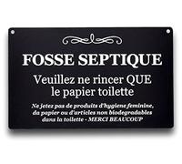Panneau de fosse septique ¦ noir avec écriture blanche ¦ Parfait pour votre maison, restaurant, bar, café, hôtel ¦ Plaque de toilettes, salle de bain, WC uniquement, papier toilette