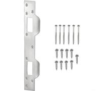 Panneau de gâche de porte, plaque de loquet en métal robuste, plaque de verrouillage renforcée à double trou, plaque de verrouillage de sécurité de porte en métal (blanc)