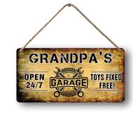 Panneau de garage pour grand-père - Cadeau pour grand-père - Jouets fixes gratuits - Panneau en bois vintage Papas Fix It Shop - Cadeau de mécanicien - 15,2 x 30,5 cm