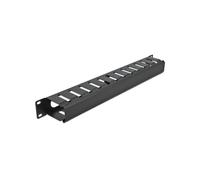 Panneau de Gestion de Câbles 1U 19" DeLOCK 66550 Noir Métal avec 2 Ouvertures Arrière, 483x70x44.5mm, Kit de Montage Inclus