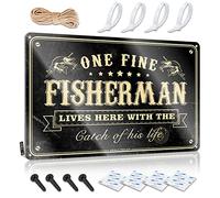 Panneau de grotte « One Fine Fisherman Lives Here With The Catch Of His Life » pour décoration de maison (30 x 40 cm)