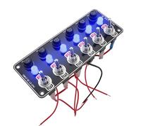 Panneau de Interrupteur à Bascule 6 Gangs, 12-24V Interrupteur à Bascule Marche/Arrêt Étanche avec Fusibles 10A et Voyant Lumineux, Panneau de Interrupteurs pour Voiture Bateau Marin Yacht Camion SUV