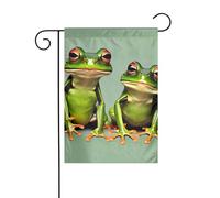 Panneau de jardin amusant avec grenouilles vertes - 30,5 x 45,7 cm - Double face - Pour l'extérieur du sapin de Noël - Drapeau décoratif