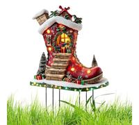 Panneau de jardin de Noël, poteaux de jardin de Noël - Extérieur Décorations de bottes de conte de fées de dessin animé debout d'intérieur | Décoration de patio de pelouse acrylique 2D,