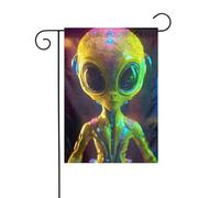 Panneau de jardin imprimé Alien Planet - 30,5 x 45,7 cm - Double face - Extérieur - Arbre de Noël - Drapeau décoratif