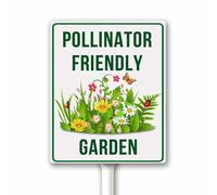 Panneau de jardin pollinisateur avec piquet, panneau pollinisateur, panneau habitat, 20 x 30 cm, panneau en aluminium robuste, antirouille, résistant aux intempéries et à la décoloration, facile à