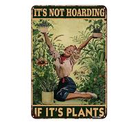 Panneau de jardin rétro en métal avec inscription « It's Not Hoarding If It's Plants » - Décoration murale - Cadeau pour la maison, la cour, les amateurs de jardinier - 30,5 x 20,3 cm