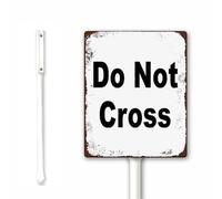 Panneau de jardin rustique de 20 x 30 cm avec piquet en métal « Do not cross yard », panneau de pelouse, panneau en aluminium robuste, antirouille, résistant aux intempéries, facile à installer,