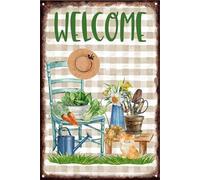 Panneau de jardinage, panneau de jardin de printemps, panneau de porche drôle, panneau de bienvenue en métal, affiche rétro vintage, panneau de porte de bienvenue pour café, bar, porte de maison, ferm