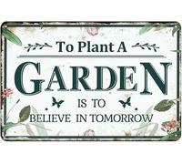 Panneau de jardinage pour l'extérieur - Planter un jardin, c'est croire en demain, panneaux en métal vintage pour patio, jardin, ferme, porche, décoration murale, cadeaux pour femmes, jardinière, 8 x